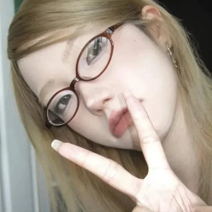 Retro Red Small Frame Face Y2K Spicy Girl Eyeglasses
