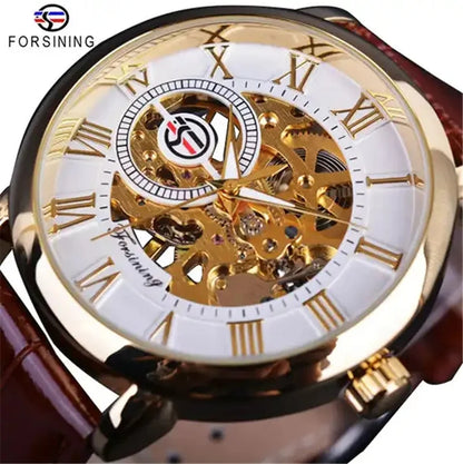 FORSINING 99A Men Mechanical Watches Luxury Fashion Elegant Genuine Leather Strap Wrist Watches for Male Clock