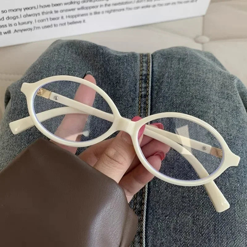 Y2K Retro Oval Frame Glasses Women Leopard Ins Sweet Cool Eyewear Trend Brand Reading Computer Anti Blue Light Eyeglasses