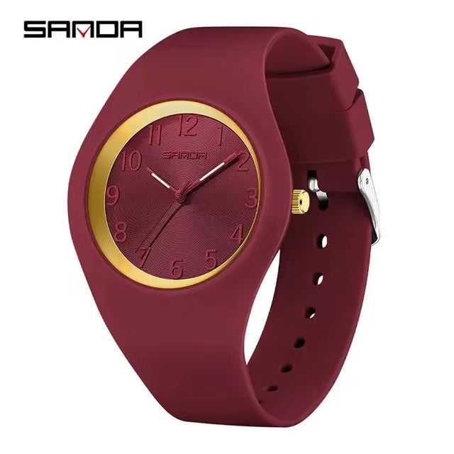 SANDA 6186 Fashion Teenagers Silicone Strap Quartz Watch