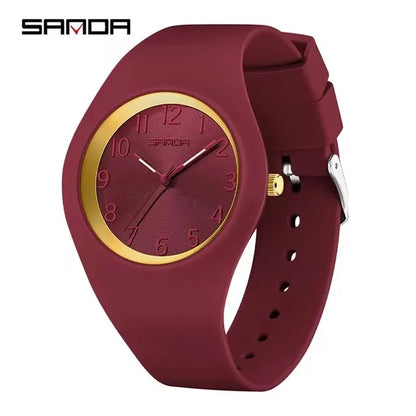 SANDA 6186 Fashion Teenagers Silicone Strap Quartz Watch