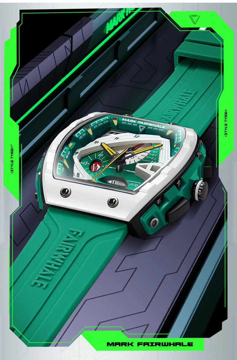 Mark Fairwhale 5690 Life Waterproof Men's Watches Chronograph Quartz Watch for Man Luminous Silicone Wristwatch Male Date Clock