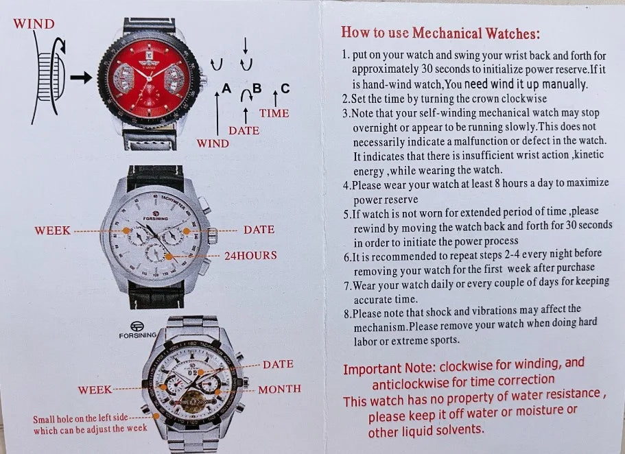 Forsining 344D  Luxury  Hollow Automatic Mechanical Watch Men Luminous Foreign Trade Cross-border Tide Waterproof Watches