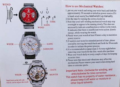 Forsining 344D  Luxury  Hollow Automatic Mechanical Watch Men Luminous Foreign Trade Cross-border Tide Waterproof Watches