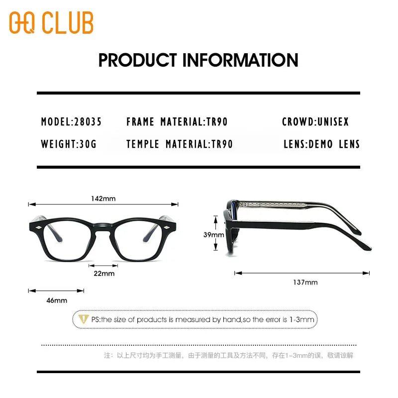 O-Q CLUB Men's Glasses for Reading Glass for Man Eyeglass Frames