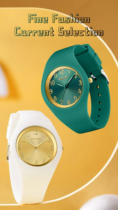 SANDA 6186 Fashion Teenagers Silicone Strap Quartz Watch