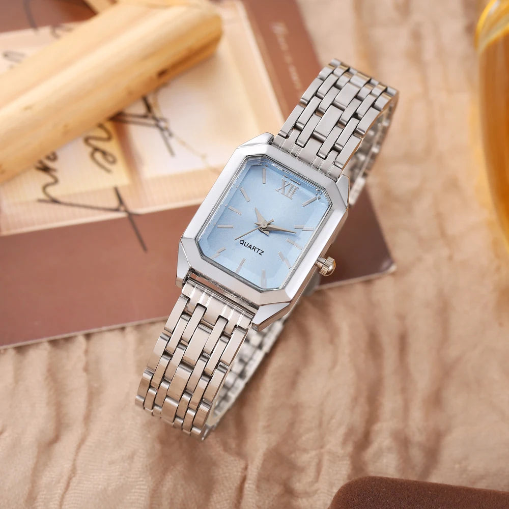 New retro square women's watch ins wind steel strip niche quartz watch