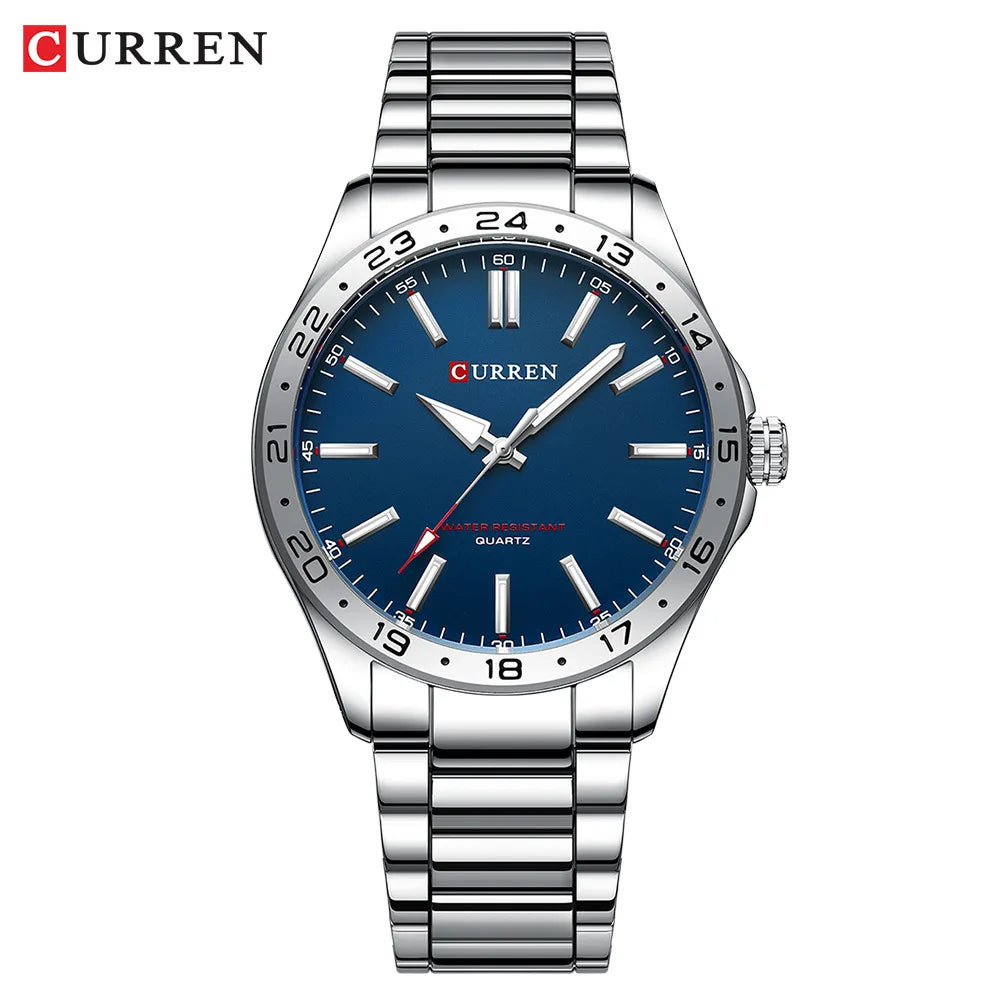 CURREN 8452 Casual Sport Simple Business Men's Watches 2025 Stainless Steel Band Wristwatch Quartz Clock with Luminous Pointers