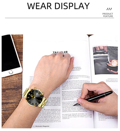 Fashion Mens Gold Watches Luxury Minimalist Quartz Wrist Watch