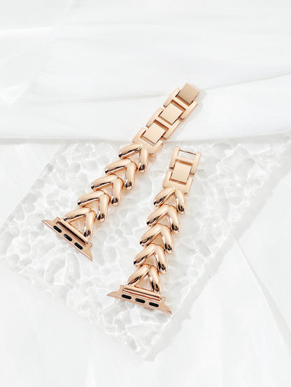 Luxury Gold Watch Band For Apple Watch Stainless Steel Women Bracelet