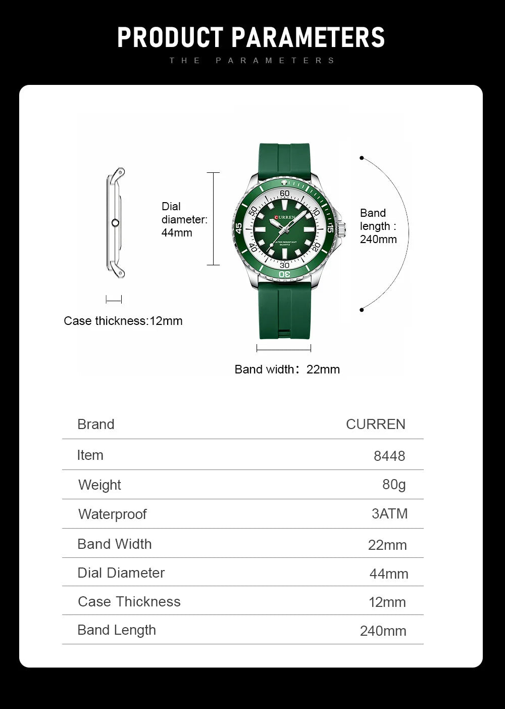 Curren 8448 Male reloj hombre lujo alta gama quartz Wristwatch