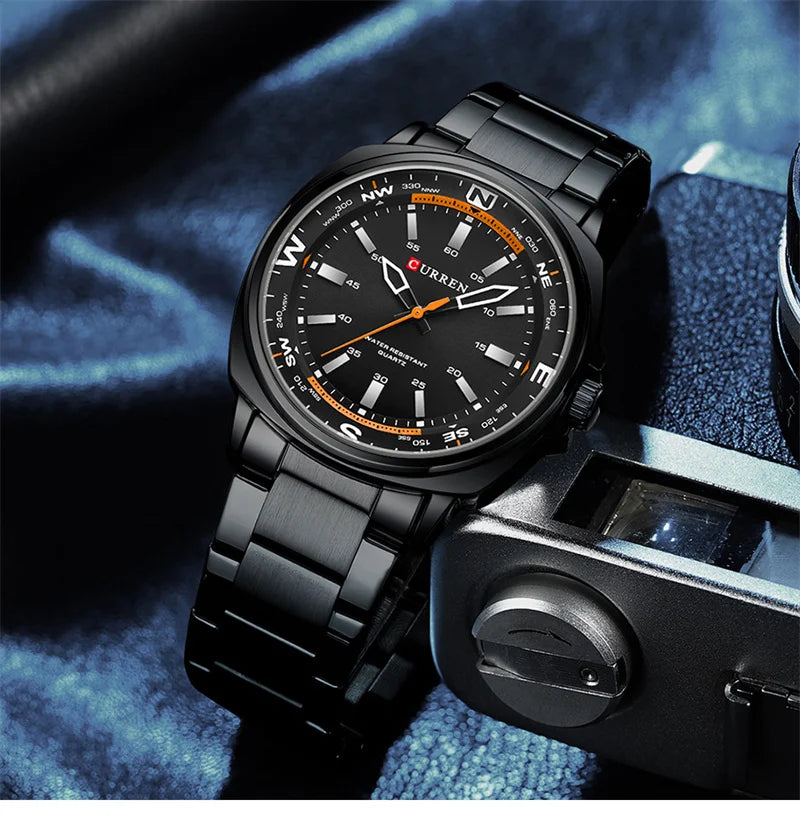 CURREN 8455 Top Brand Classic Business Watches Simple Men Business Stainless Steel Strap