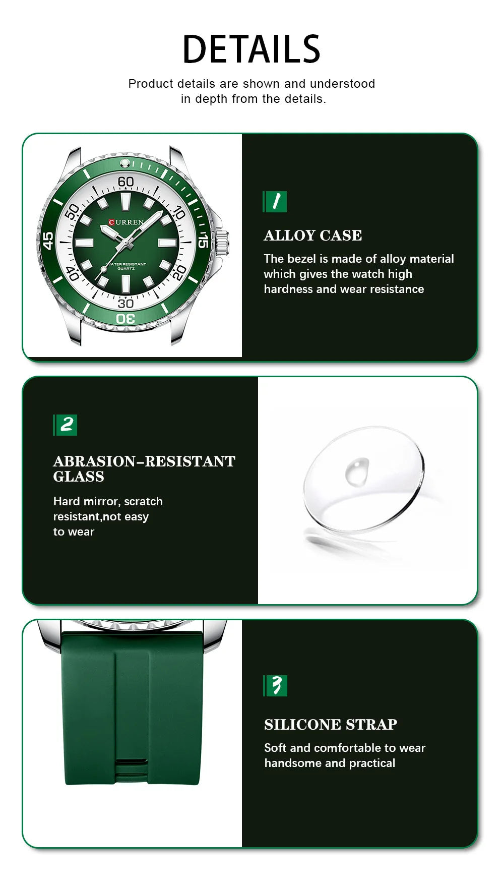 Curren 8448 Male reloj hombre lujo alta gama quartz Wristwatch