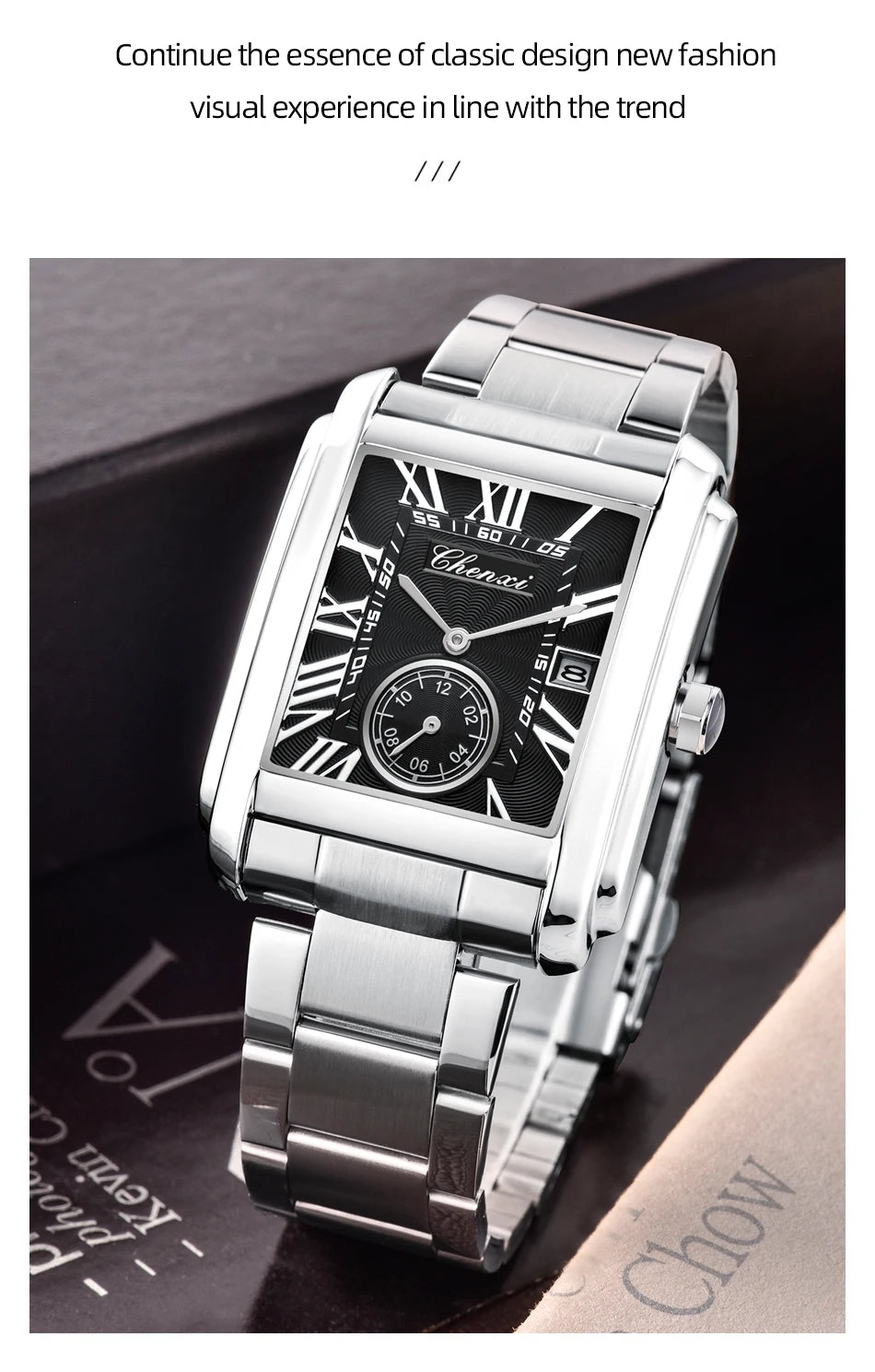 CHENXI 8216 Top Luxury Brand Square Silver Color Men Quartz Watches