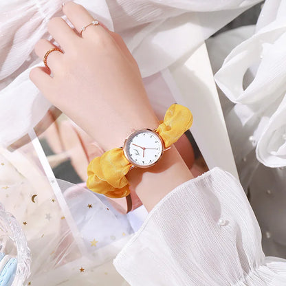 Montre Femme Creative Ribbon Women's Quartz Watches Ladies Color Fabric Belt Wristwatch for Women Stylish Dress Reloj Mujer
