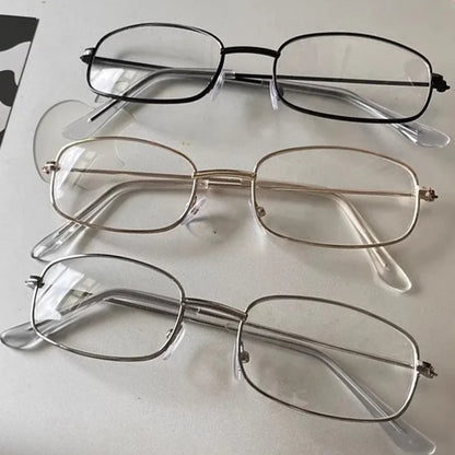 Y2K Vintage Black Silver Metal Eyeglasses Fashion Clear Reading Glasses