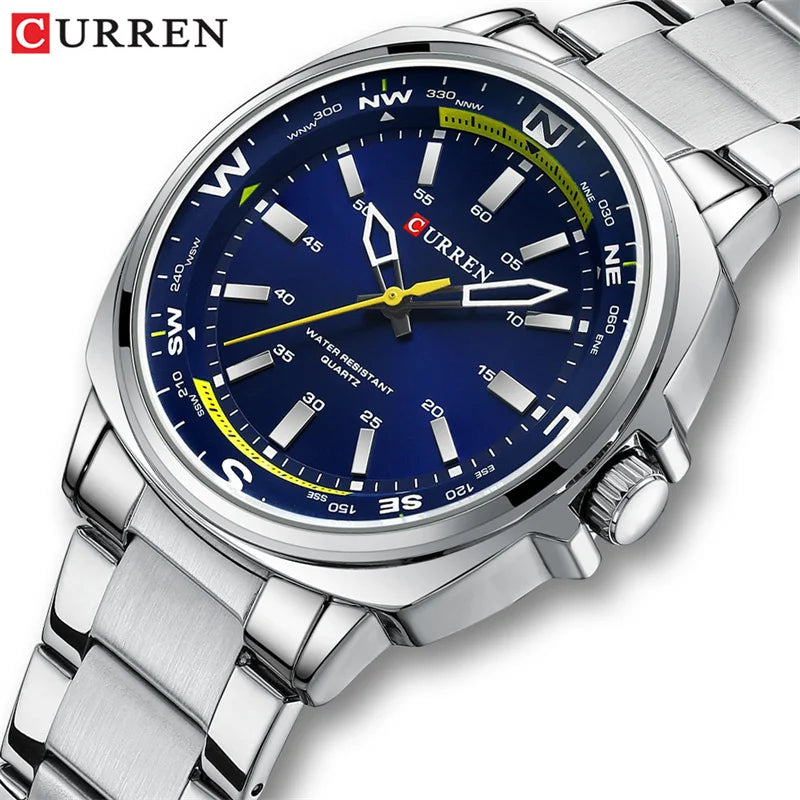 CURREN 8455 Top Brand Classic Business Watches Simple Men Business Stainless Steel Strap