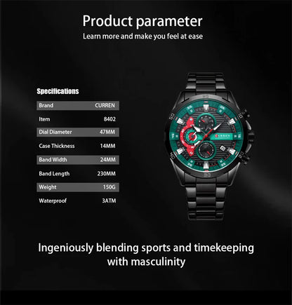 Curren 8402 Fashion Casual Male Quartz Wristwatches