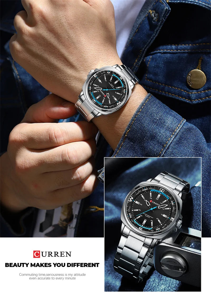 CURREN 8455 Top Brand Classic Business Watches Simple Men Business Stainless Steel Strap