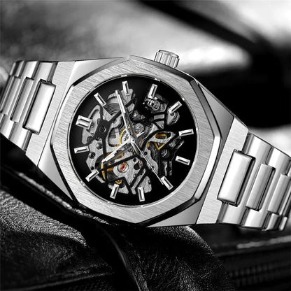 Forsining 344D  Luxury  Hollow Automatic Mechanical Watch Men Luminous Foreign Trade Cross-border Tide Waterproof Watches