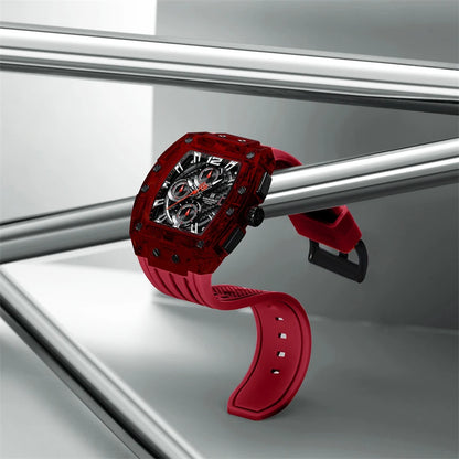 Naviforce 7105 Casual New Chronograph Mul-tifunction Watches Sports Silicone Man Transparent Case Wristwatch