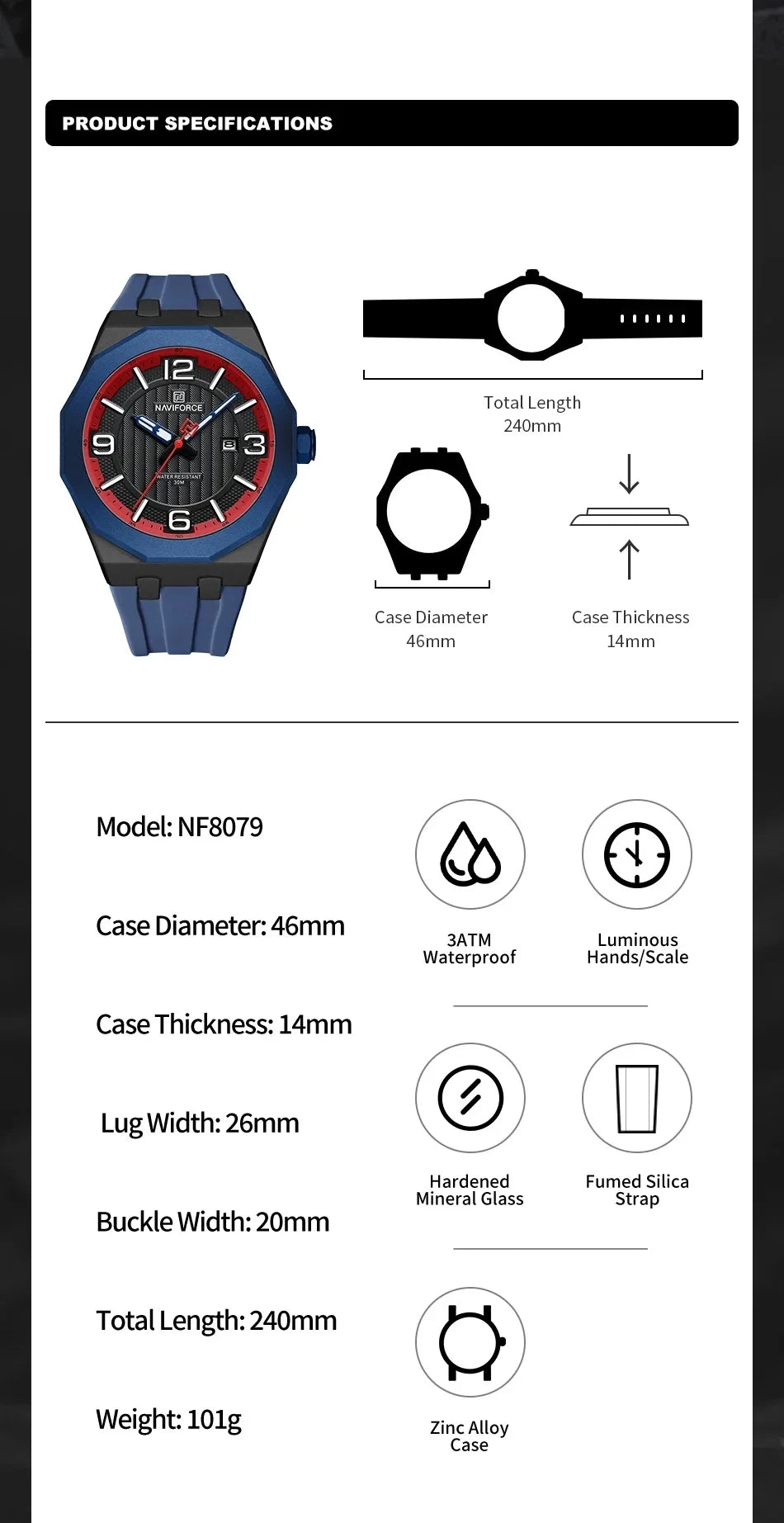 Naviforce 8079 Luxury Men's Business Watch