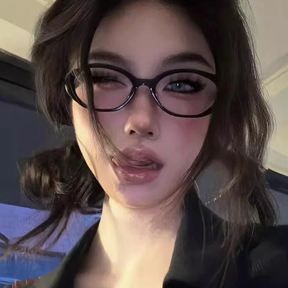 Y2K Retro Leopard Small Oval Frame Glasses Women Spice Girl Cool Eyewear New Black Reading Computer Anti Blue Light Eyeglasses