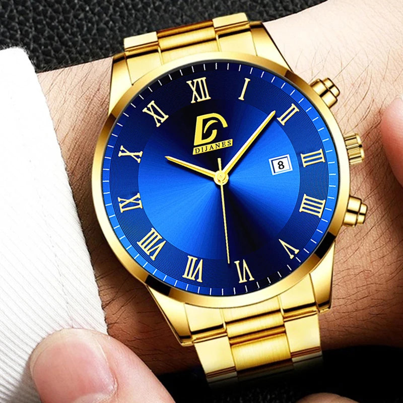 Fashion Mens Gold Watches Luxury Minimalist Quartz Wrist Watch