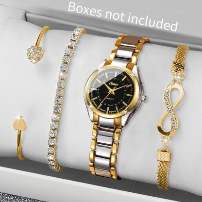 4PCS/Set Fashion Small Dial Women Watches Ladies Luxury Analog Quartz Wristwatch Bracelets Set Reloj Mujer（Without Box）