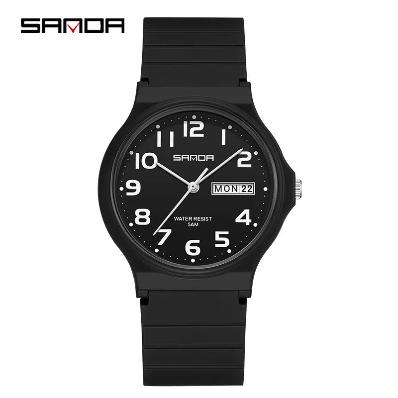 SANDA 9072 Quartz Watch Calendar Light  Weight Minimalism Ladies Women Wristwatches