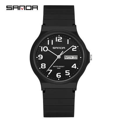 SANDA 9072 Quartz Watch Calendar Light  Weight Minimalism Ladies Women Wristwatches