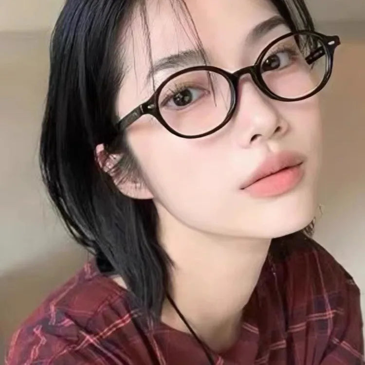 Y2K Retro Blue Green Oval Small Frame Glasses Frame Women's Anti Blue Light Glasses 2023 Fashion Style Eyeglasses Frame Eyewear