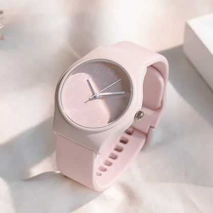 Candy Colors Silicone Strap Quartz Wristwatch Student Watch INS Korean Fashion Trendy Ladies Wristwatch Simple Versatile Clock