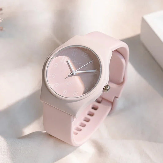 Candy Colors Silicone Strap Quartz Wristwatch Student Watch INS Korean Fashion Trendy Ladies Wristwatch Simple Versatile Clock