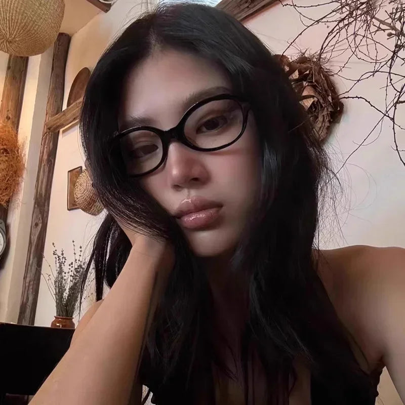 1/2pcs New Women Leopard Y2K Retro Oval Frame Glasses Sweet Cool Eyewear