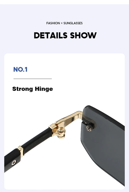Trendy Rimless Sunglasses for Men Women Fashion Frameless Rectangle Sun Glasses