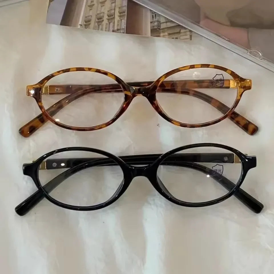 1/2pcs New Women Leopard Y2K Retro Oval Frame Glasses Sweet Cool Eyewear