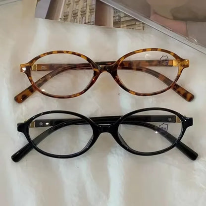 1/2pcs New Women Leopard Y2K Retro Oval Frame Glasses Sweet Cool Eyewear