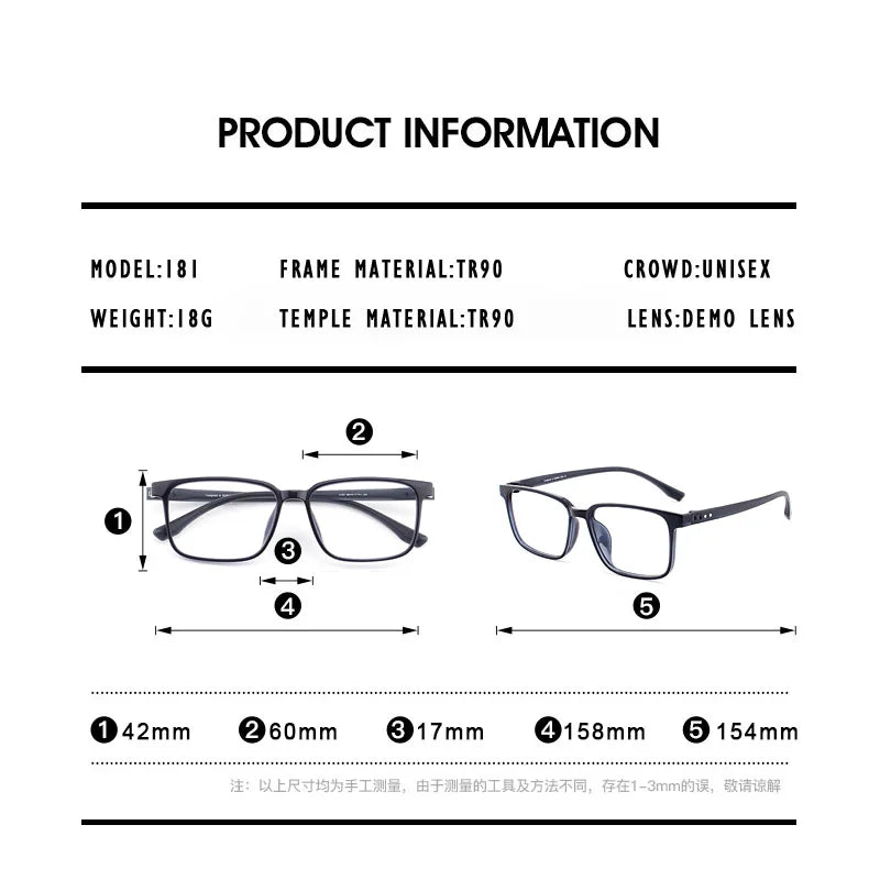 O-Q CLUB Men's Eyeglasses Optical Lenses With Prescription Glasses Women Eye Glass for Man Women's Eyeglass Frame Lunette Myopia