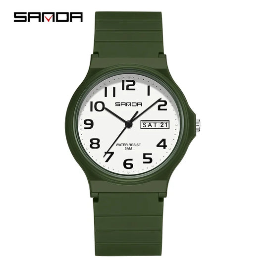 SANDA 9072 Quartz Watch Calendar Light  Weight Minimalism Ladies Women Wristwatches