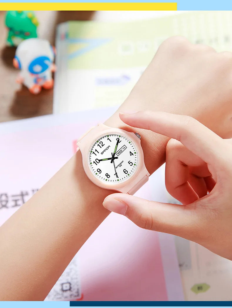 SANDA 9072 Quartz Watch Calendar Light  Weight Minimalism Ladies Women Wristwatches