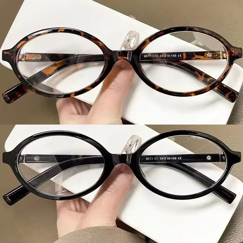 Japanese Y2K Retro Black Oval Frame Glasses for Women