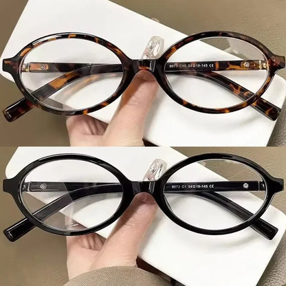 Japanese Y2K Retro Black Oval Frame Glasses for Women