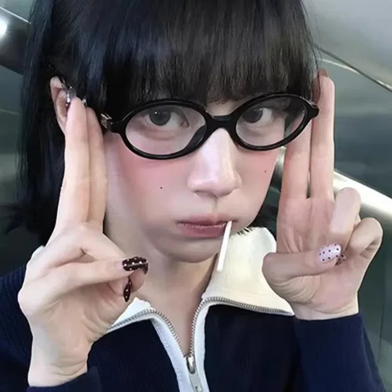 1/2pcs New Women Leopard Y2K Retro Oval Frame Glasses Sweet Cool Eyewear