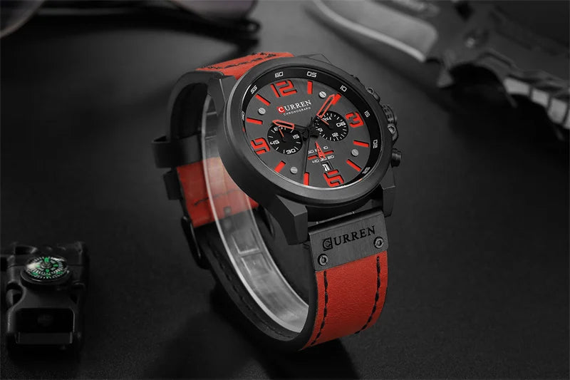 CURREN 8314 Men Quartz Watch Waterproof Chronograph Business Leather Belt Retro Watch For Men Watches Student Wristwatch Sports