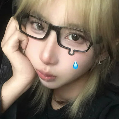 Y2K Aesthetic Dripping Tears Glasses No Lenses Anime Tears Eyeglasses