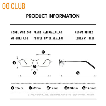 O-Q CLUB Blue Light Blocking Glasses for Myopia Men Computer Lenses to Read Eyewear