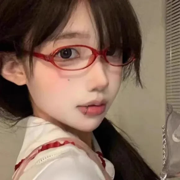 Retro Red Small Frame Face Y2K Spicy Girl Eyeglasses