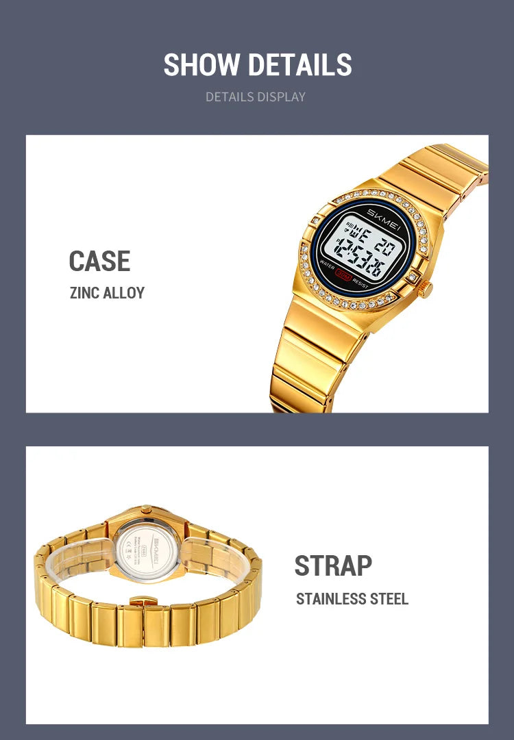 SKMEI 2446 Luxury Casual Female Girl Sports Watches Waterproof Digital Wristwatches