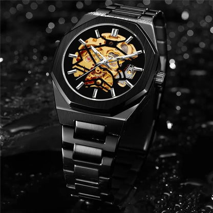 Forsining 344D  Luxury  Hollow Automatic Mechanical Watch Men Luminous Foreign Trade Cross-border Tide Waterproof Watches